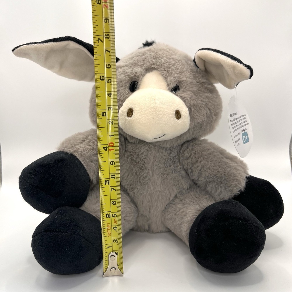 Injoy Sitting Chunky Donkey Plush Gray Black Xtra Soft‎ NWT Cuddle Lovey Retired - Picture 5 of 8
